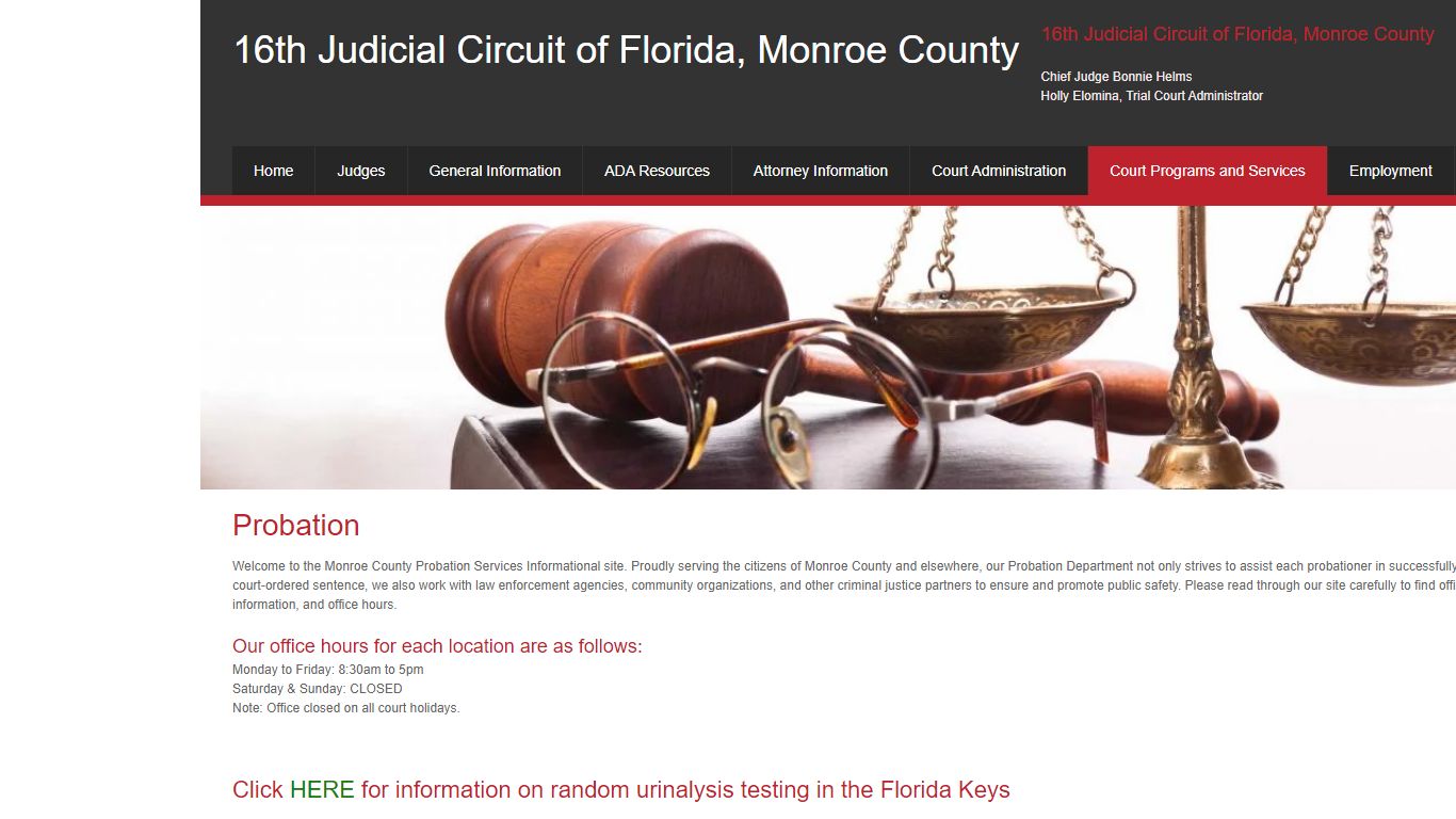 16th Judicial Circuit of Florida, Monroe County - Probation